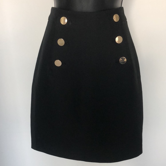 H&M Dresses & Skirts - H&M Black A-Line Skirt with Gold Accent Buttons, Size 4